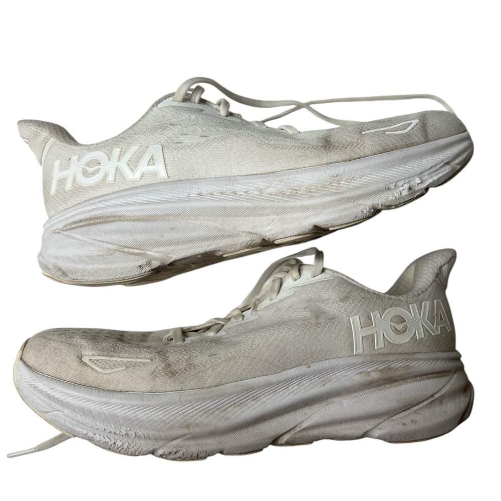 Hoka Clifton 9 All-White Athletic Sneakers